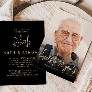Aangepaste foto verjaardagsfeestje 90 jaar kaart
