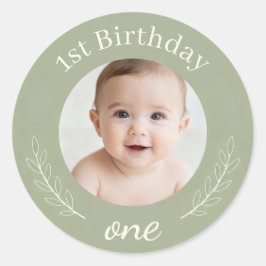 Aangepaste foto verjaardagssticker - Gepersonalise Ronde Sticker