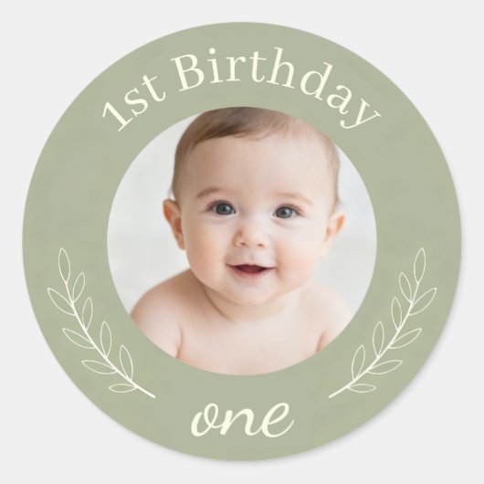Aangepaste foto verjaardagssticker - Gepersonalise Ronde Sticker (Voorkant)