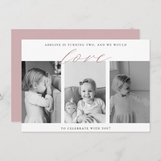 Aangepaste foto verjaardagsuitnodiging kaart (Voorkant / Achterkant)