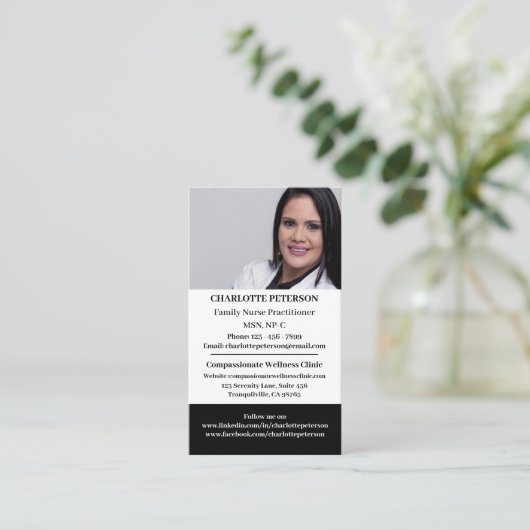 Aangepaste foto verpleegkundige Practitioner Visitekaartje (Staand voorkant)