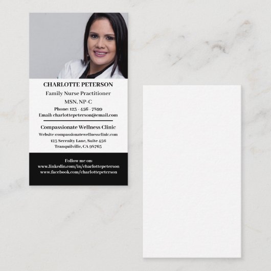 Aangepaste foto verpleegkundige Practitioner Visitekaartje (Voorkant / Achterkant)