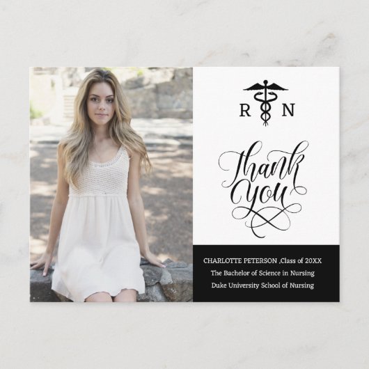 Aangepaste foto verpleegster afstudeer dankjewel briefkaart (Voorkant)