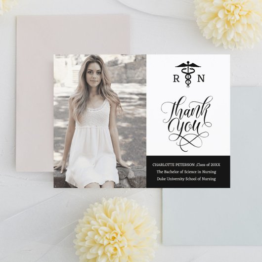 Aangepaste foto verpleegster afstudeer dankjewel briefkaart
