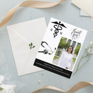 Aangepaste foto verpleegster afstudeerfeest bedank briefkaart