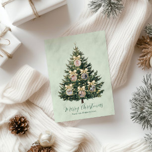 Aangepaste foto-versiering aan de kerstboom Vakant Feestdagenkaart