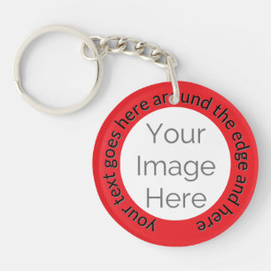 Aangepaste foto – Vet rood met bewerkbare tekst Sleutelhanger