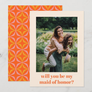 Aangepaste foto Vibrant Retro Maid of Honor Voorst Notitiekaartje