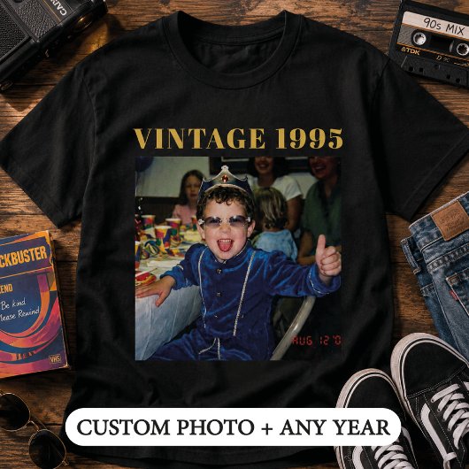 Aangepaste foto vintage 1995 verjaardag t-shirt