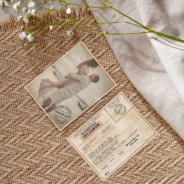 Aangepaste foto vintage bruiloft ouderwets  kaart