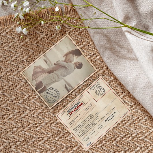 Aangepaste foto vintage bruiloft ouderwets  kaart