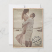 Aangepaste foto vintage bruiloft ouderwets  kaart (Achterkant)