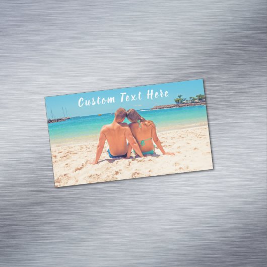 Aangepaste foto Visitekaartje magneet met tekst (Voorbeeld)