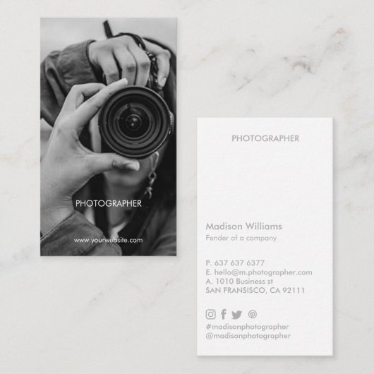 Aangepaste foto Visitekaartjes Minimal Stijlvol (Voorkant / Achterkant)