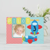 Aangepaste foto Vliegtuig Piloot Verjaardag uitnod Kaart (Staand voorkant)