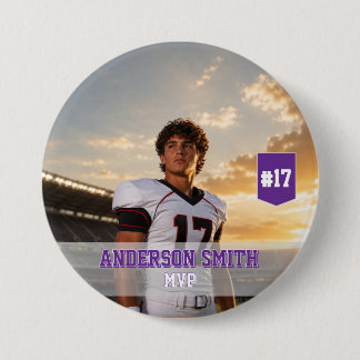 Aangepaste foto voetbal MVP knopspeld Ronde Button 7,6 Cm