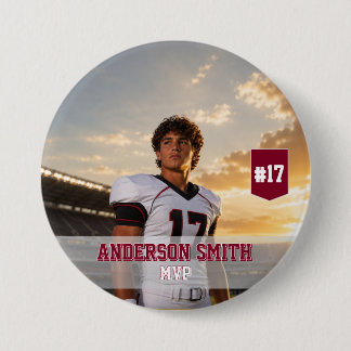 Aangepaste foto voetbal MVP knopspeld Ronde Button 7,6 Cm