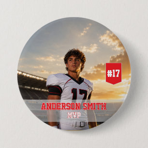 Aangepaste foto voetbal MVP knopspeld Ronde Button 7,6 Cm