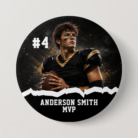 Aangepaste foto voetbal MVP knopspeld Ronde Button 7,6 Cm (Voorkant)