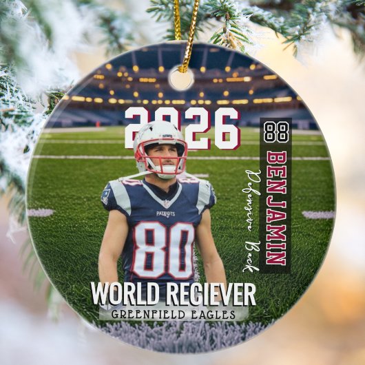Aangepaste foto voetbalspeler keramisch ornament