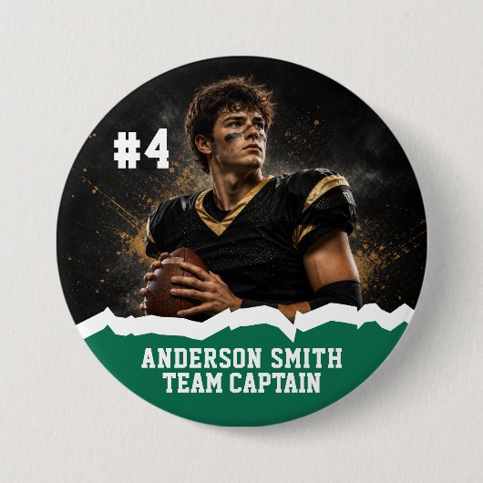 Aangepaste foto voetbalteamcaptain knopspeld ronde button 7,6 cm (Voorkant)