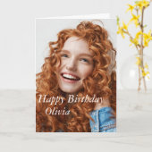 Aangepaste foto, vogelkaart. Kaart (Gele Bloem)