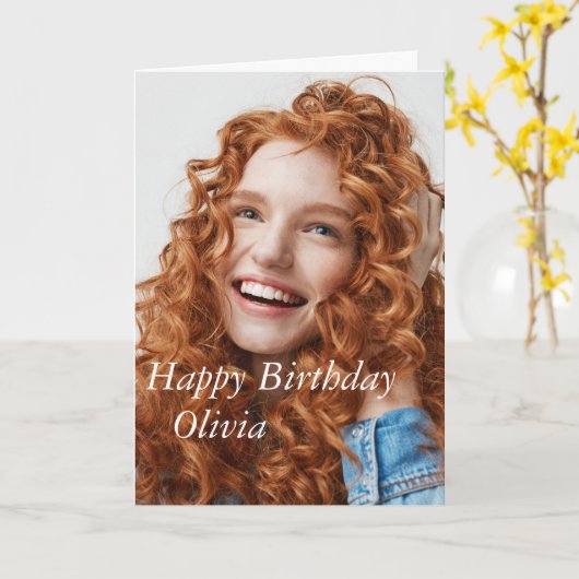 Aangepaste foto, vogelkaart. Kaart (Gele Bloem)