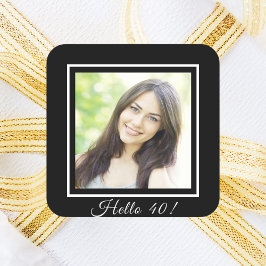 Aangepaste foto voor 40e verjaardag zwart wit vierkante sticker