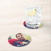 aangepaste foto voor 40ste verjaardag hello 40 man ronde kartonnen onderzetter (Insitu)