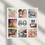 Aangepaste foto voor 80e verjaardag, collage wit m imitatie canvas print<br><div class="desc">Een unieke 80ste verjaardagsgeschenk, die haar leven viert met een collage van 8 van je foto's. Voeg afbeeldingen van haar familie, vrienden, huisdieren, hobbies of droomreisbestemming toe. Pas een naam, leeftijd 80 en een datum aan en voeg deze toe. Grijze en zwarte gekleurde letters. Een witte achtergrond. Dit canvas is...</div>