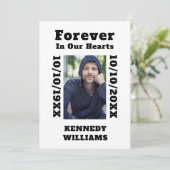 Aangepaste foto voor altijd in ons hart zwart wit bedankkaart (Staand voorkant)