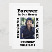 Aangepaste foto voor altijd in ons hart zwart wit bedankkaart (Voorkant / Achterkant)