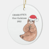 Aangepaste foto voor baby Girl's eerste kerstsleuf Keramisch Ornament (Links)