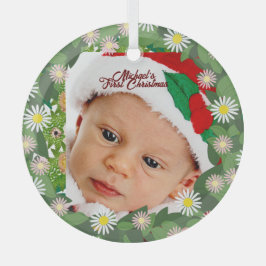 Aangepaste foto voor baby's eerste kerstfeest glas ornament