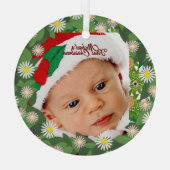Aangepaste foto voor baby's eerste kerstfeest glas ornament (Achterkant)