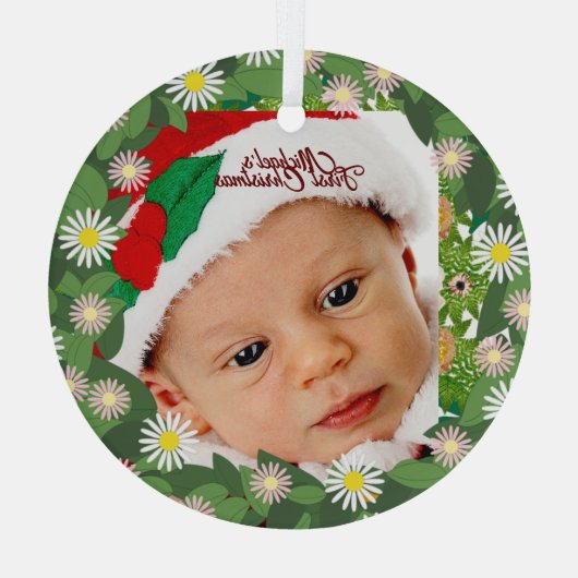 Aangepaste foto voor baby's eerste kerstfeest glas ornament (Achterkant)