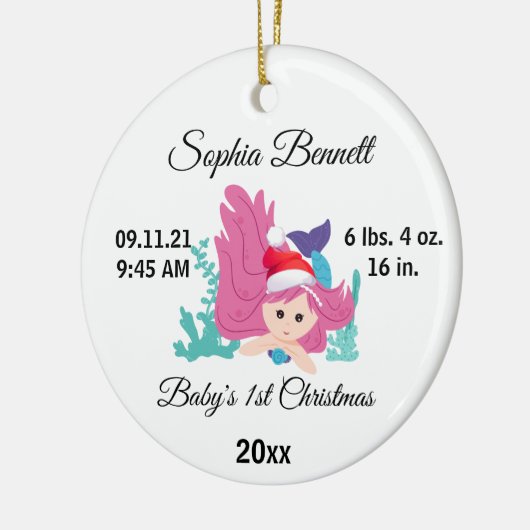 Aangepaste foto voor baby's Eerste Kerstmis 2022 Keramisch Ornament (Links)