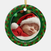 Aangepaste foto voor baby's eerste Kerstmis Keramisch Ornament (Voorkant)