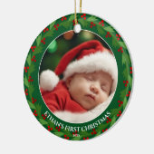 Aangepaste foto voor baby's eerste Kerstmis Keramisch Ornament (Links)