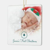 Aangepaste foto voor baby's eerste Kerstmis Keramisch Ornament (Links)