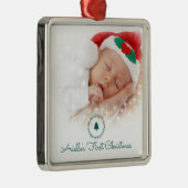 Aangepaste foto voor baby's eerste Kerstmis Metalen Ornament (Rechts)