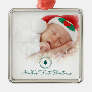 Aangepaste foto voor baby's eerste Kerstmis Metalen Ornament