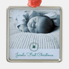 Aangepaste foto voor baby's eerste Kerstmis Metalen Ornament