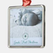 Aangepaste foto voor baby's eerste Kerstmis Metalen Ornament (Links)