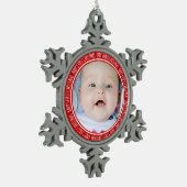 Aangepaste foto voor baby's eerste kerstversiering tin sneeuwvlok ornament (Links)