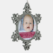 Aangepaste foto voor baby's eerste kerstversiering tin sneeuwvlok ornament (Links)
