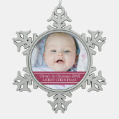Aangepaste foto voor baby's eerste kerstversiering tin sneeuwvlok ornament (Voorkant)
