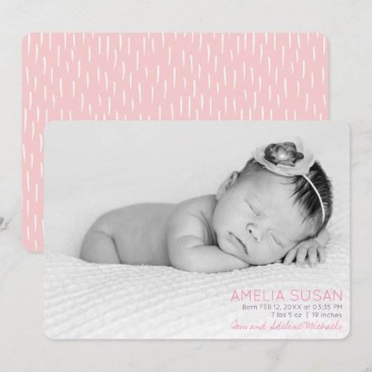 Aangepaste foto voor baby's en roze patroon achter (Voorkant / Achterkant)