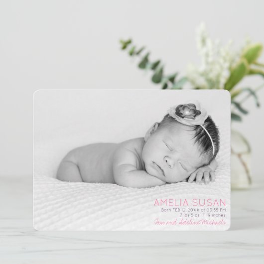 Aangepaste foto voor baby's en roze patroon achter (Staand voorkant)