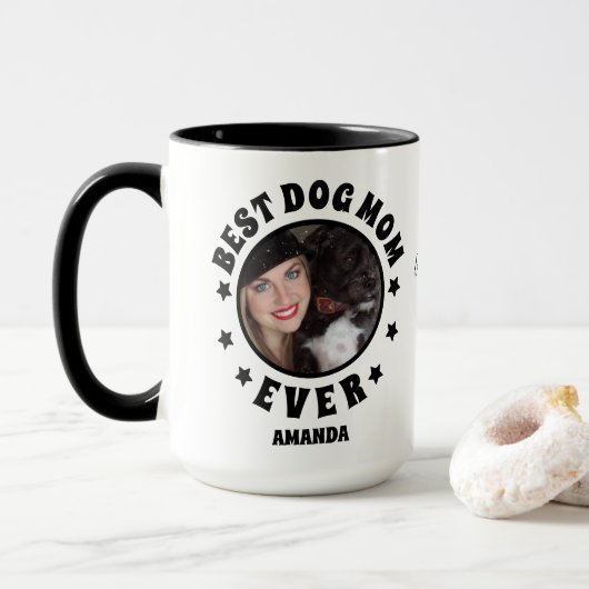 Aangepaste foto voor beste hond Mam ooit Mok (Met donut)